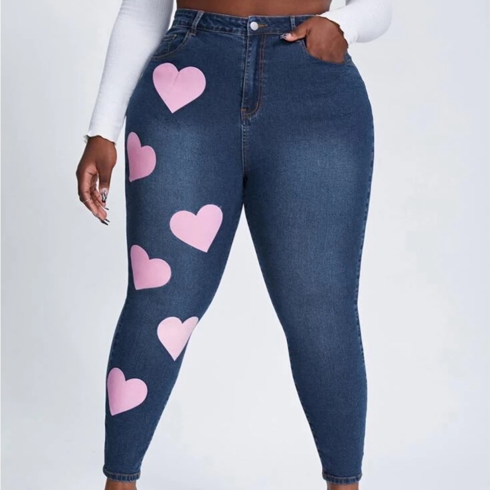 Women's Heart Print Skinny Jeans
